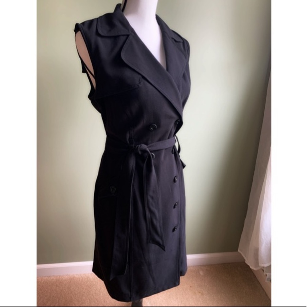 Sz 14 belted sleeveless shirt dress, w/POCKETS EUC